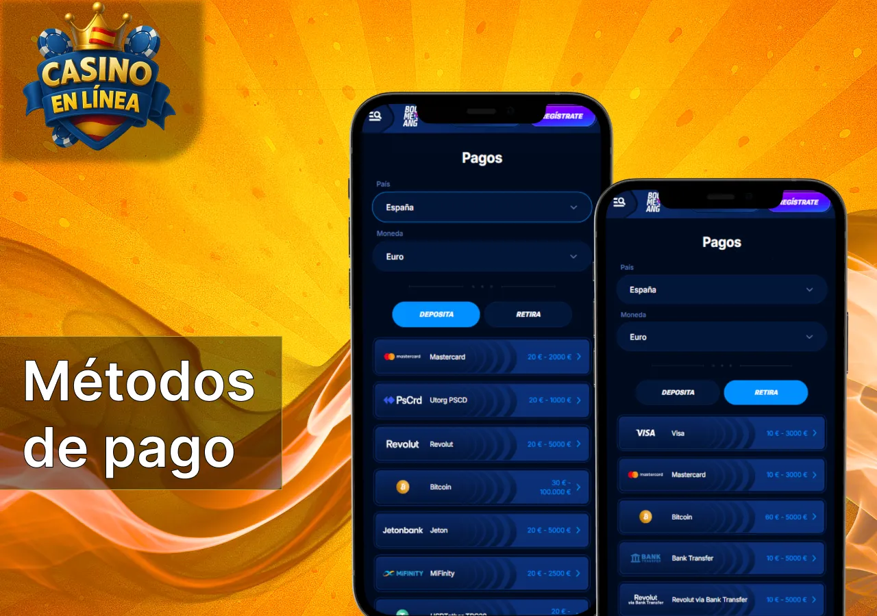 Los métodos de pago permiten depósitos y retiros de forma cómoda.