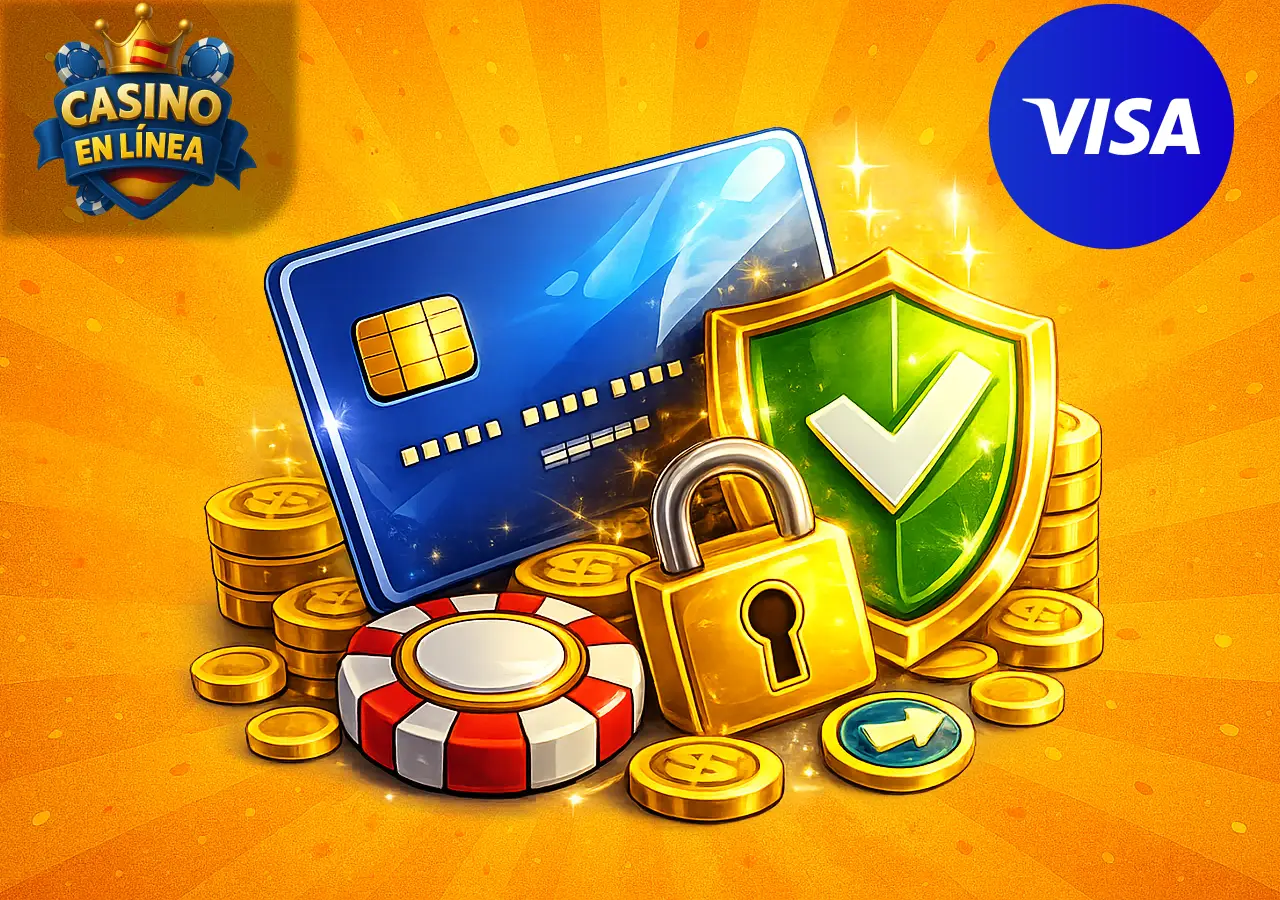 Seguridad al usar Visa en casinos online con tarjeta, candado y protección